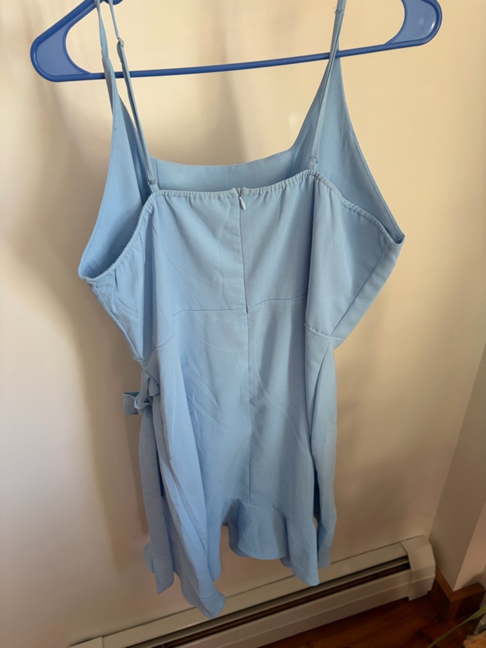 Light Blue Ruffle Wrap Dress - Picture 2 of 3